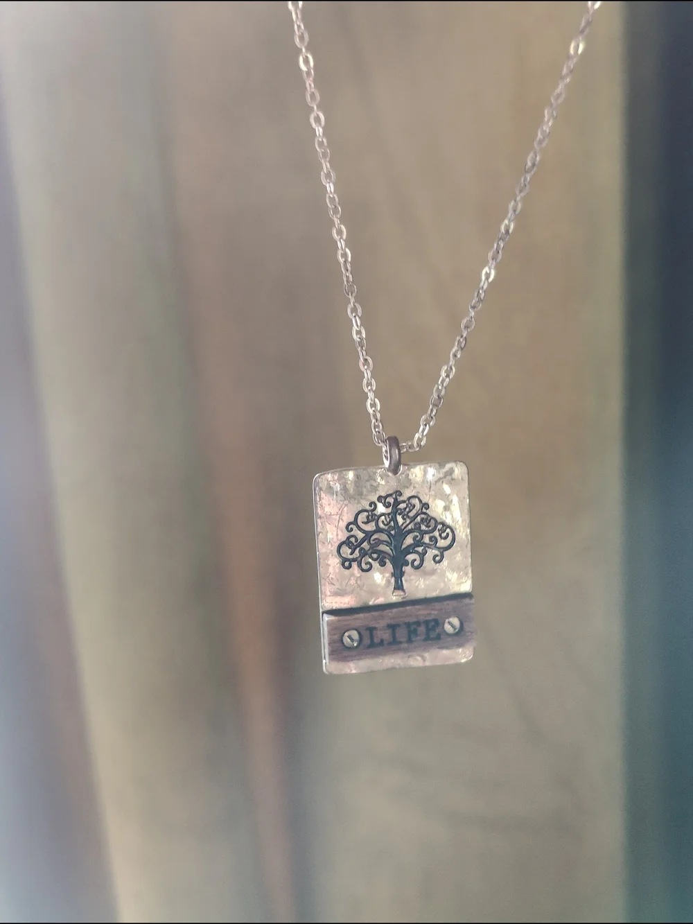 Silver 'Life' Tree Pendant Necklace